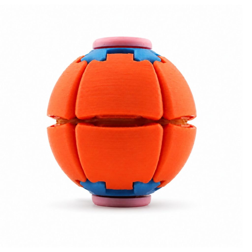 Minge Senzorială Antistres Rotativă 3D, Flippy, Tip Fidget Spinner, cu Sistem de Apăsare și Rotire, Design Interactiv,  Rosu aprins