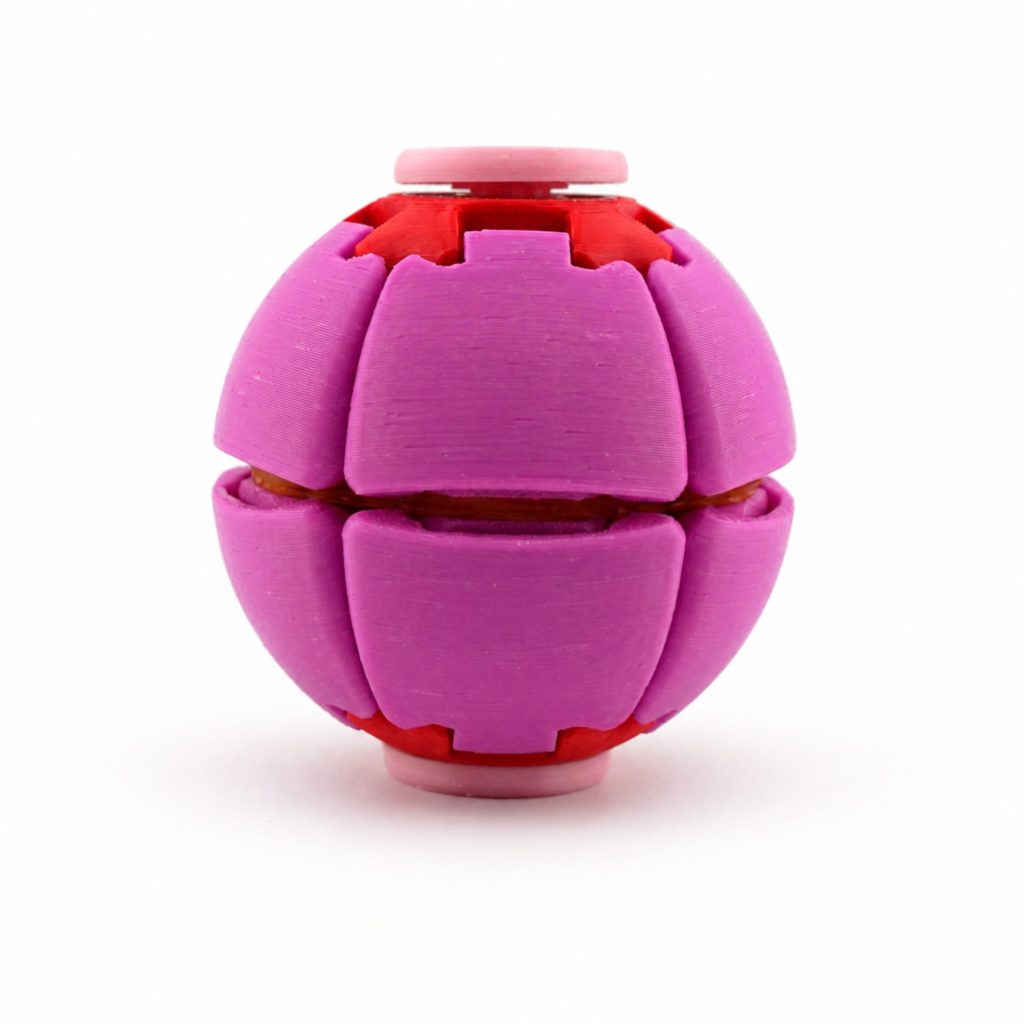Minge Senzorială Antistres Rotativă 3D, Flippy, Tip Fidget Spinner, cu Sistem de Apăsare și Rotire, Design Interactiv, Fucsia