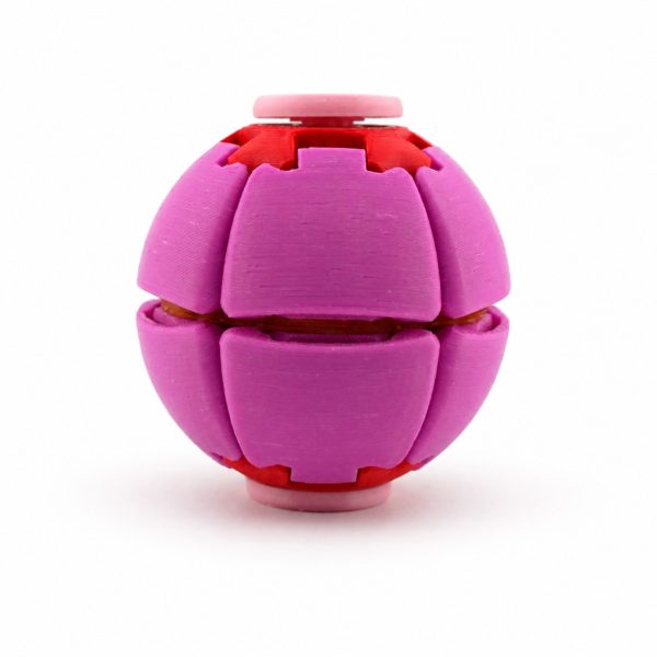 Minge Senzorială Antistres Rotativă 3D, Flippy, Tip Fidget Spinner, cu Sistem de Apăsare și Rotire, Design Interactiv, Fucsia