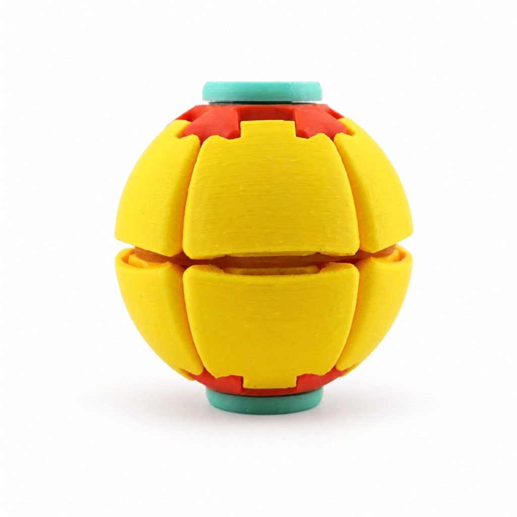 Minge Senzorială Antistres Rotativă 3D, Flippy, Tip Fidget Spinner, cu Sistem de Apăsare și Rotire, Design Interactiv, Galben
