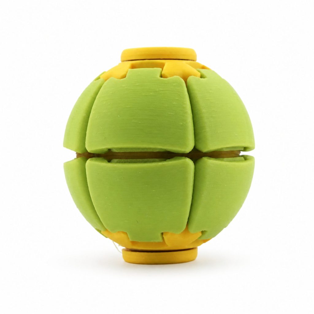 Minge Senzorială Antistres Rotativă 3D, Flippy, Tip Fidget Spinner, cu Sistem de Apăsare și Rotire, Design Interactiv, Verde/Galben