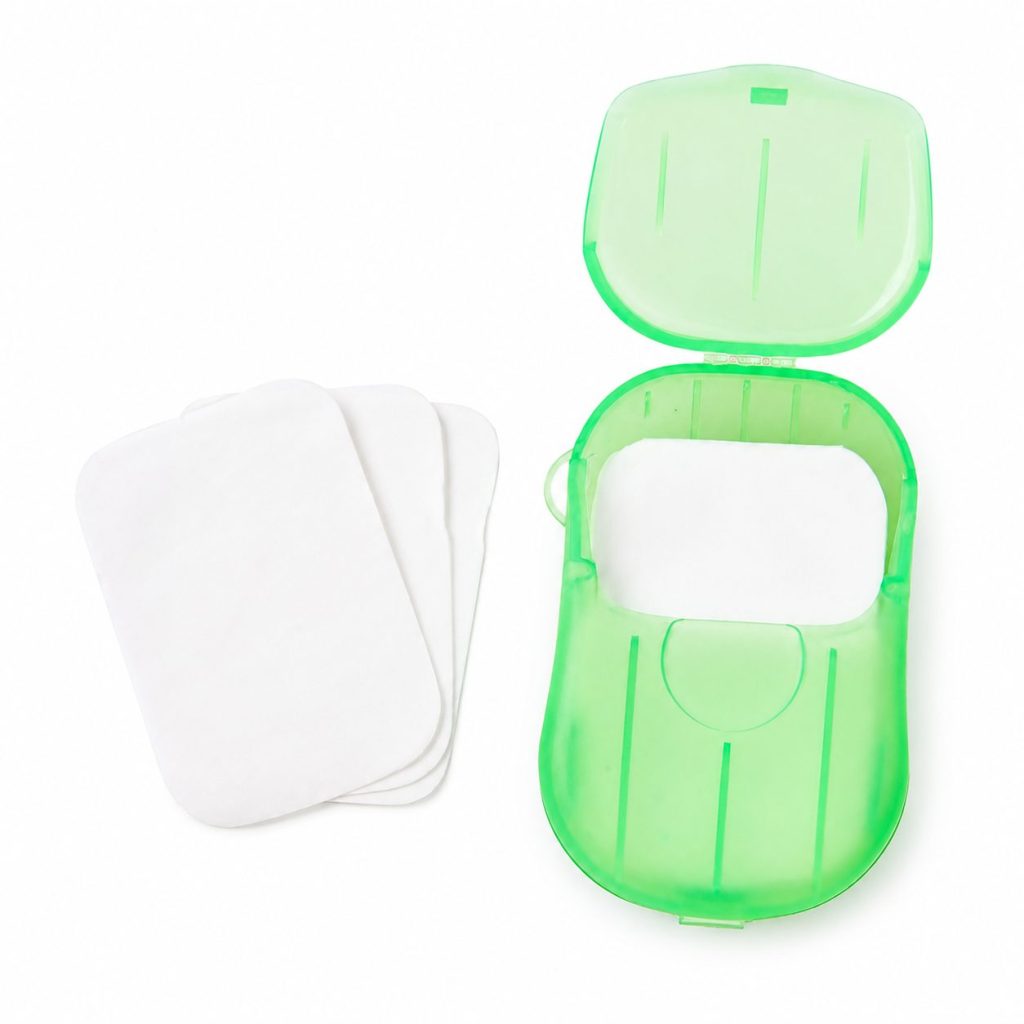 Mini Cutie de Sapun din Hartie, Flippy, de Unica Folosinta, Portabila, Potrivit pentru Calatorii, 20 buc, Verde