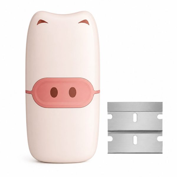 Mini Racleta de Curatare, Flippy, pentru Etichete, Adezivi, din ABS+ Metal, 2 Lame Incluse, Roz