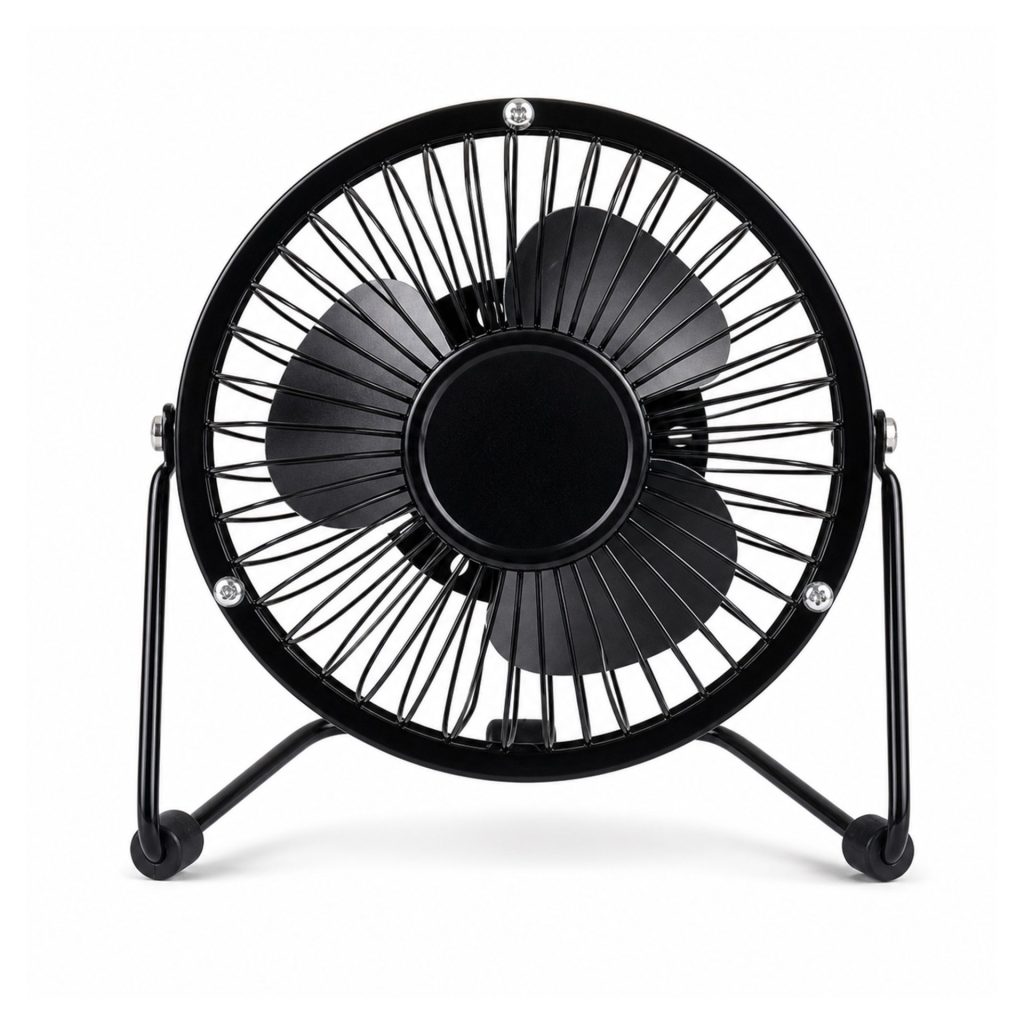 Mini Ventilator Portabil, Flippy, Model Compact si Portabil, Alimentare USB 5V, Flux de Aer Racoritor, Utilizare Usoara si Confort in Zilele Calduroase, Ideal pentru Birou, Camera, Masina, Calatorii si Vara, 14 x 14 cm, Negru