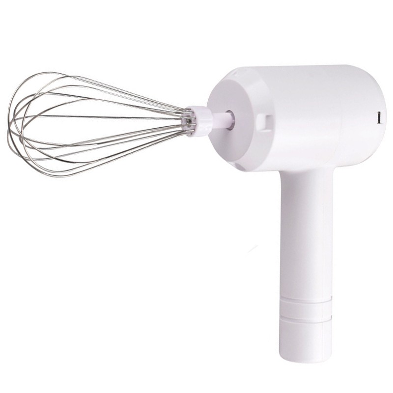Mixer Electric fara Fir, Flippy, pentru Uz Casnic, pentru Oua Smantana Frisca, Maner Plastic, Usor de Utilizat si Depozitat, 3 Accesorii, Alb