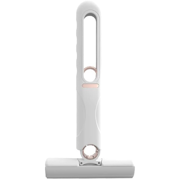 Mop de mana Flippy, mini-portabil, cu sistem de stoarcere, dispozitiv de curatat manual, cu burete absorbant, material PVA, multisuprafete si geamuri, 29.5 x 15.5 cm, alb