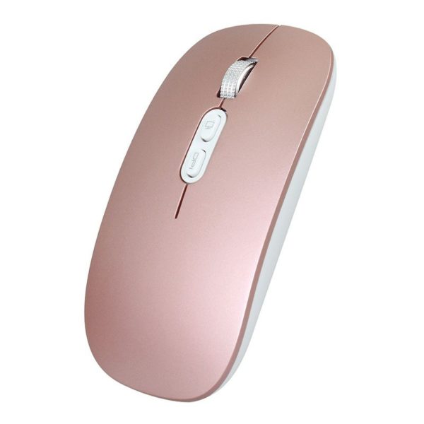 Mouse Wireless Reincarcabil, Flippy, Compatibil Windows/macOS, Bluetooth 5.1 + 2.4GHz, Silentios, DPI 800/1200/1600, Roz Auriu