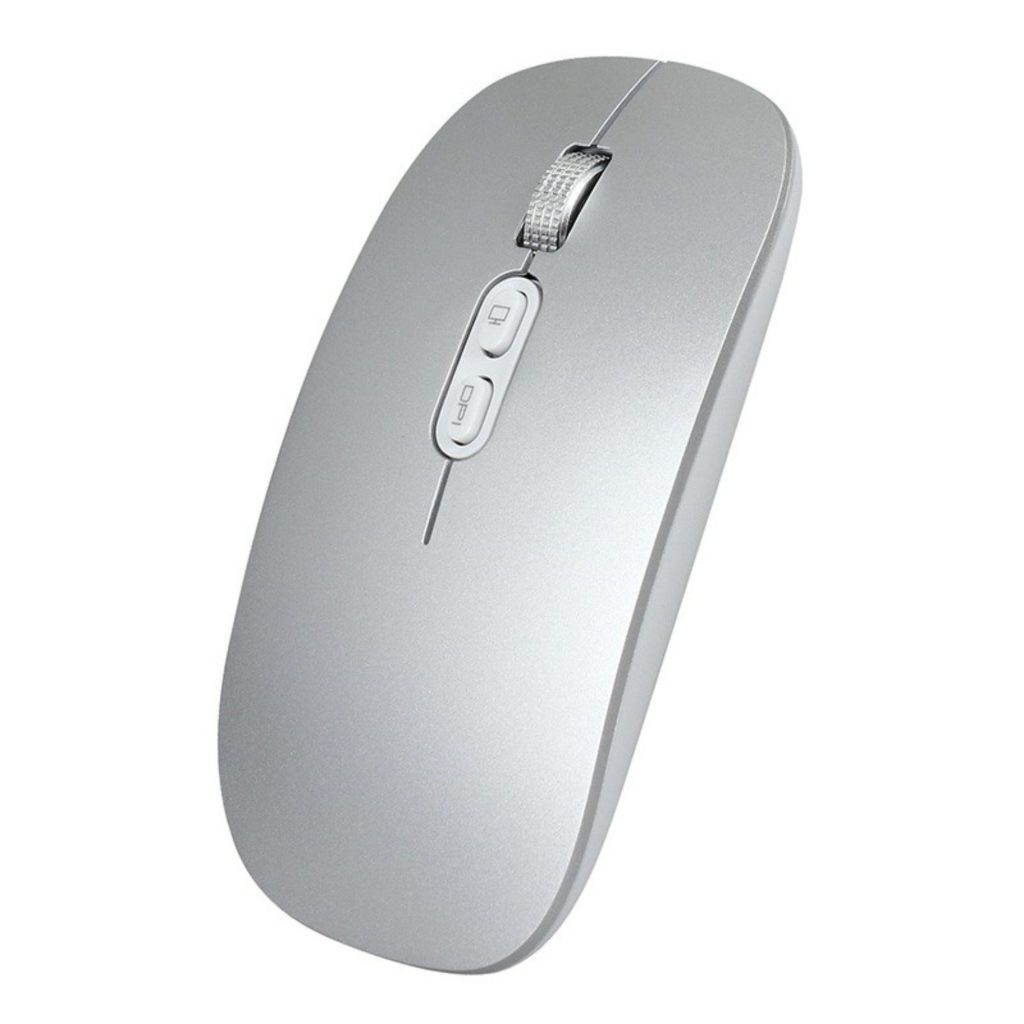 Mouse Wireless Reincarcabil, Flippy, Compatibil Windows/macOS, Bluetooth 5.1 + 2.4GHz, Silentios, DPI 800/1200/1600, Argint