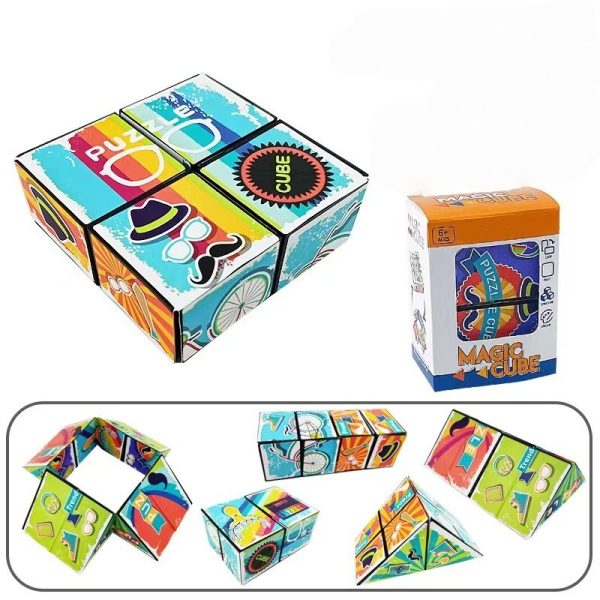 Jucarie Interactiva, Flippy, Magic Cube, Puzzle, Diferite Forme, Anti-stress, 8 x 8 x 3  cm, Multicolor