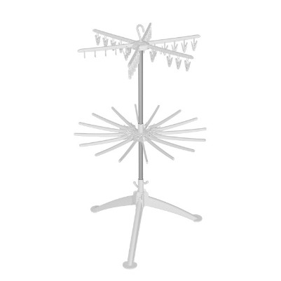 Uscator de Rufe Vertical, Flippy, 2 Niveluri, Pliabil, din ABS+PP+Otel Inoxidabil, Rotire 360 Grade, 130 x 75 cm, Alb