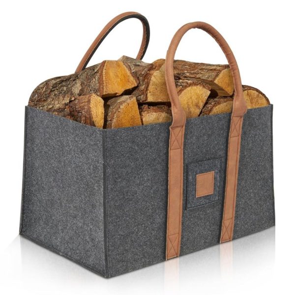 Cos Multifunctional pentru Rufe, Cos Depozitare, Flippy, Gri Inchis, 50x34x32, Geanta Durabila pentru Lemne si Accesorii