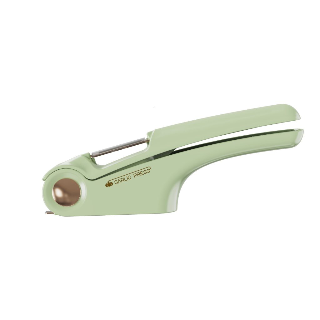Presa Multifunctionala pentru Usturoi 4in1, Flippy, Presa, Feliator, Desfacator de Borcane, Curatator Fructe/Legume, 22 x 8.8 cm, Verde