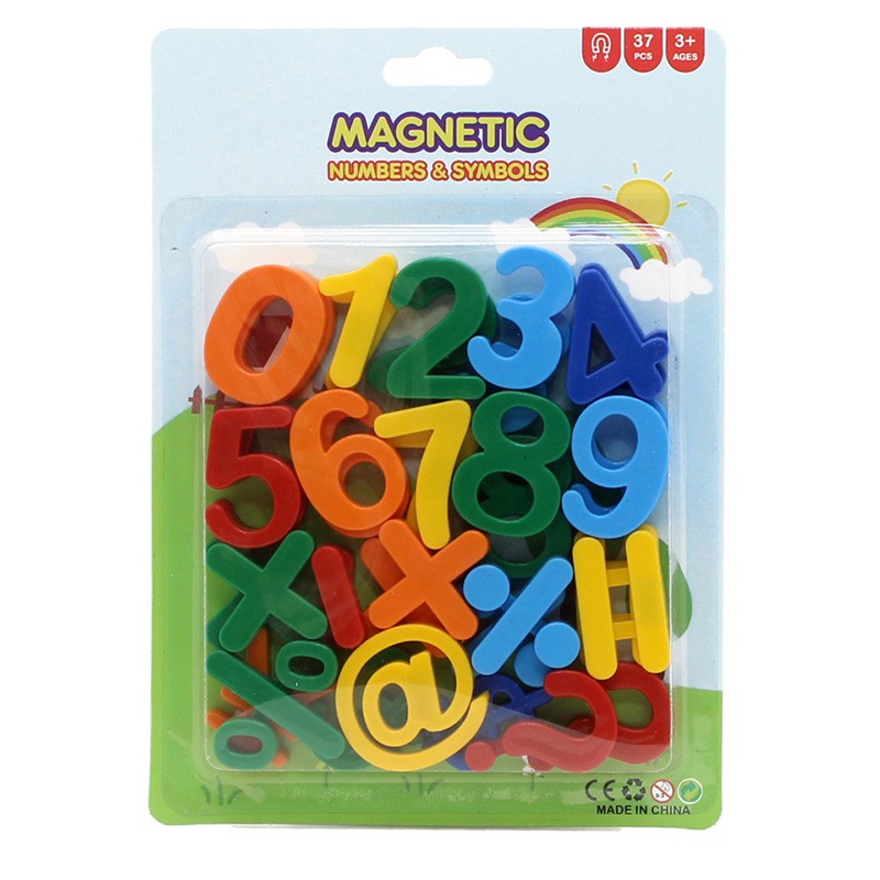 Set 37 Cifre si Simboluri, Flippy, Magnetice, pentru Frigider, din Plastic, +3 Ani, 13 x 18 x 14 cm, Multicolor