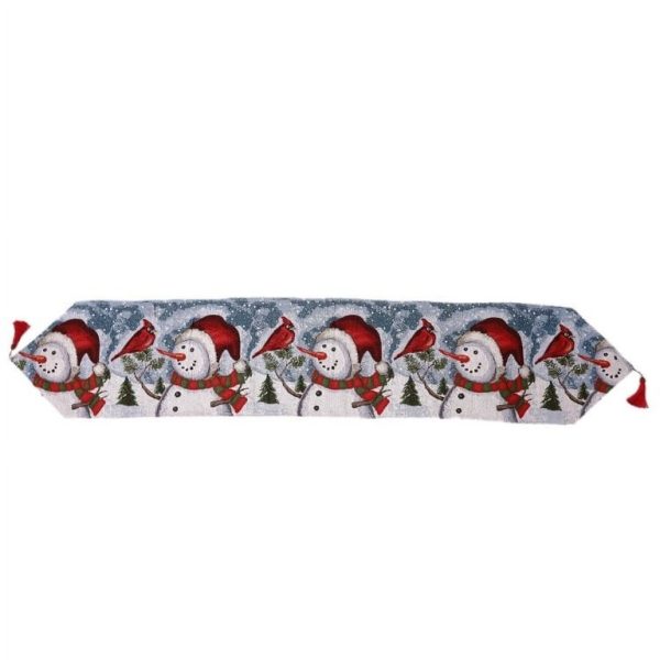 Napron Decorativ pentru Masa, Flippy, Model Oameni de Zapada, Tematica Craciun, 35 x 180 cm, Rosu/Verde