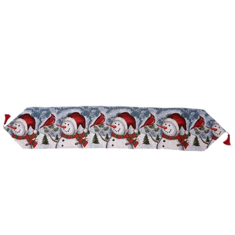 Napron Decorativ pentru Masa, Flippy, Model Oameni de Zapada, Tematica Craciun, 35 x 180 cm, Rosu/Verde