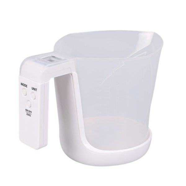 Cantar de Bucatarie 2 in 1, Flippy, Model Electronic, Tip Cana Gradata cu Masurare, pentru Lichide si Solide, Display Automat, 21.5 x 14.3 x 15 cm, Alb