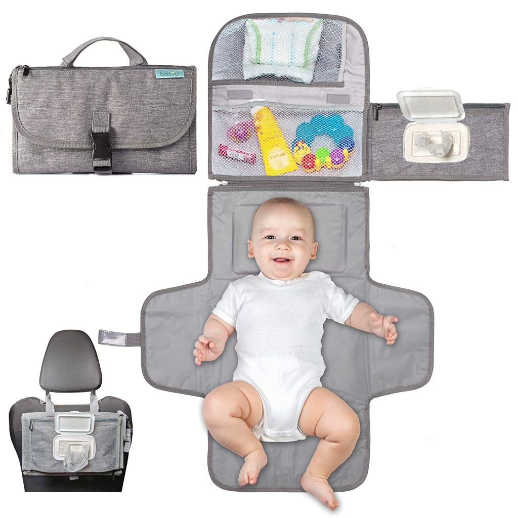 Geanta Multifunctionala, Flippy, Tip Aleza de Schimbat Scutece, Impermeabila, din Panza Oxford, cu Buzunare, Usor de Agatat, 30 x 20 cm, Gri
