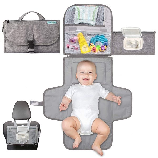 Geanta Multifunctionala, Flippy, Tip Aleza de Schimbat Scutece, Impermeabila, din Panza Oxford, cu Buzunare, Usor de Agatat, 30 x 20 cm, Gri