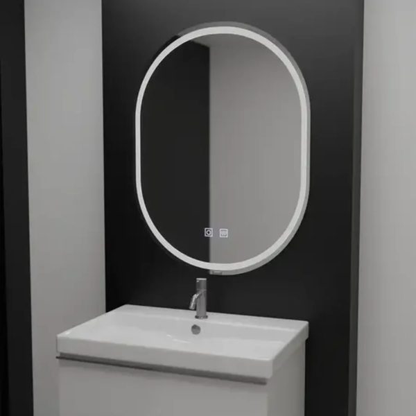 Oglinda LED Ovala, 60x80cm, Velara Touch, Sistem Dezaburire, Dimabila