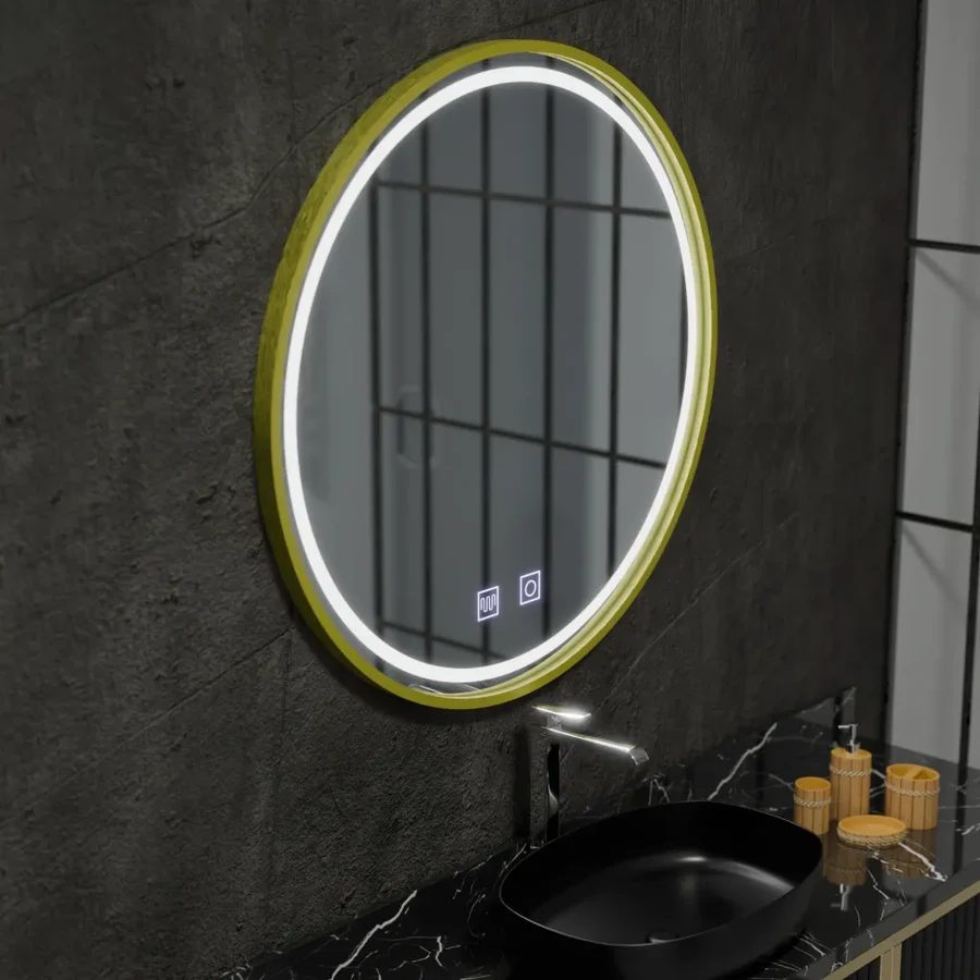 Oglinda LED Rotunda, 50cm, Glanz Touch, Sistem Dezaburire, Dimabila