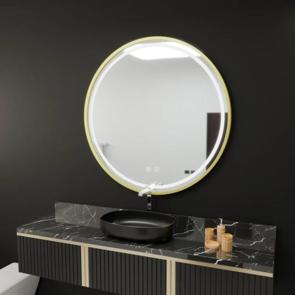 Oglinda LED Rotunda, 60cm, Glanz Touch, Sistem Dezaburire, Dimabila