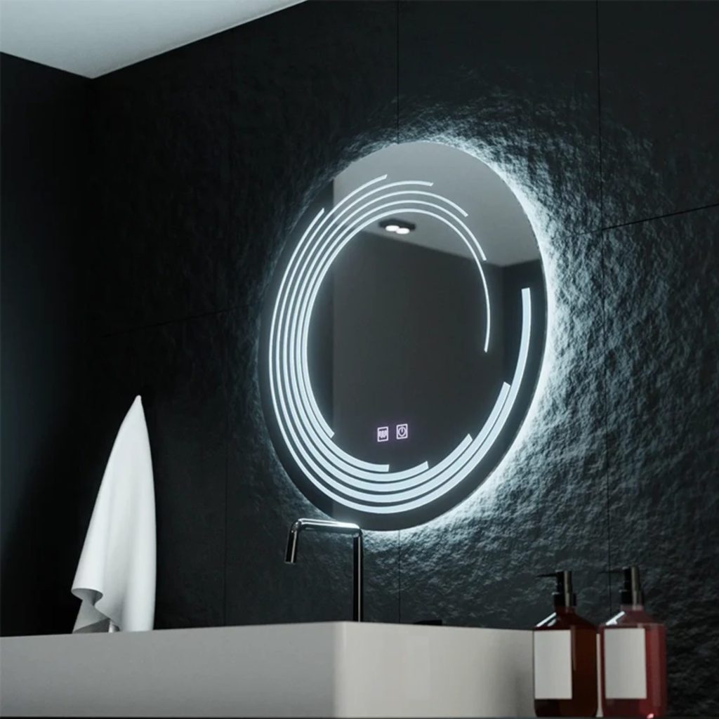 Oglinda LED Rotunda, 70cm, Lira Touch, Sistem Dezaburire, Dimabila