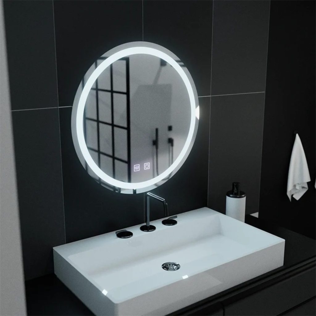 Oglinda LED Rotunda, 70cm, Lucea Touch, Sistem Dezaburire, Dimabila