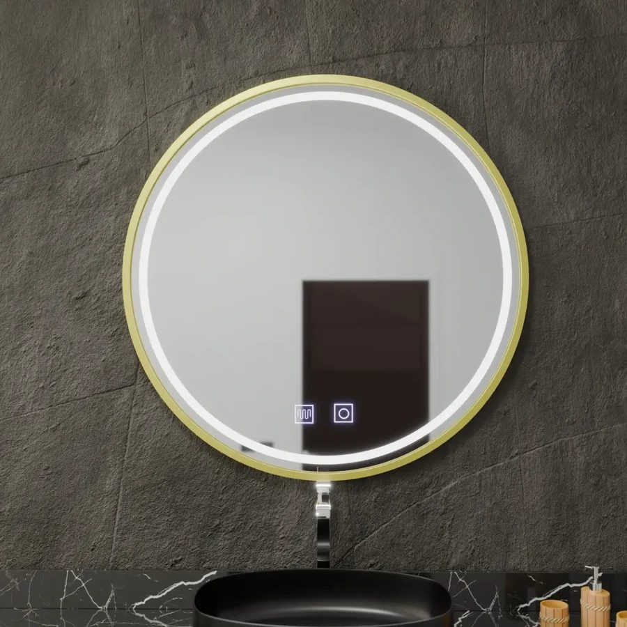 Oglinda LED Rotunda, 80cm, Glanz Touch, Sistem Dezaburire, Dimabila