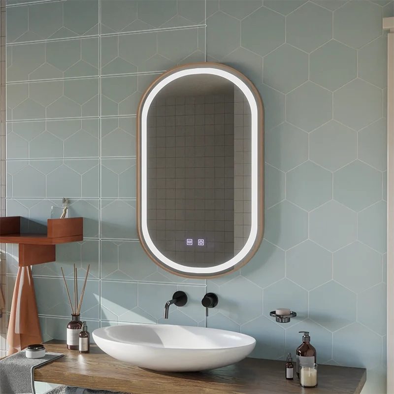 Oglinda LED Touch Impora Sistem Dezaburire 50x80 cm Rama Rose Gold