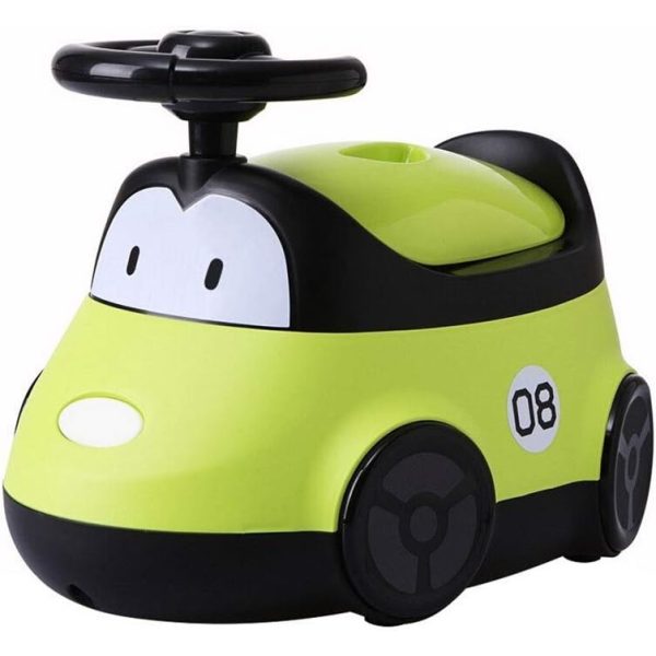 Olita pentru Copii, Flippy, +1an, Portabila, Design Masinuta cu Capac, Model Prietenos, Non-Toxic, Compartiment Detasabil, Usor de Curatat, Verde