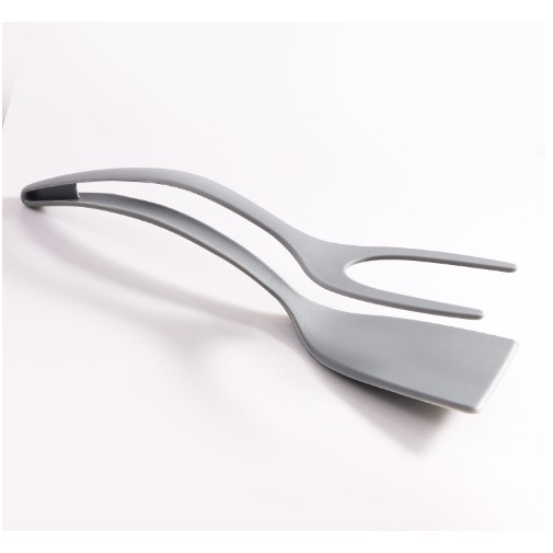 Spatula Multifunctionala tip Cleste, Flippy, Spatula Cleste pentru Gatit, Silicon PP, pentru Alimente, Carne, Paine, 31 x 8.5 cm Gri