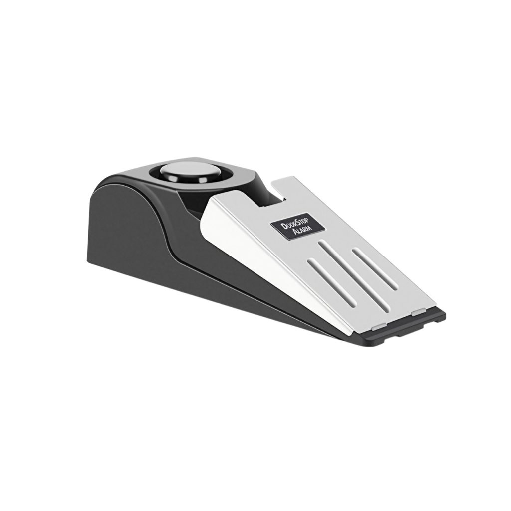 Opritor pentru Usa cu Alarma, Flippy, 120DB, cu Baterii AA, cu 3 Trepte de Sensibilitate, Antialunecare, Buton ON-OFF, 14x4.5x4 cm, Negru
