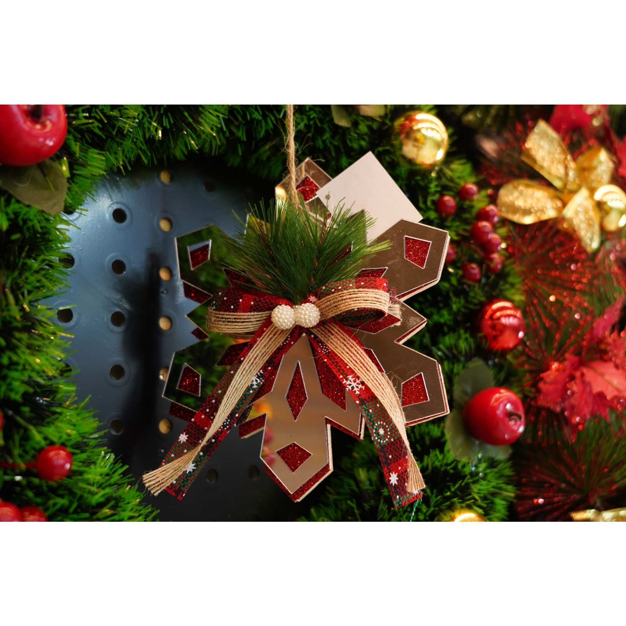 Ornament brad, Flippy, Fulg de nea, Argintiu, Lucios, 14*15CM, Acril, Interior/ Exterior - Image 3
