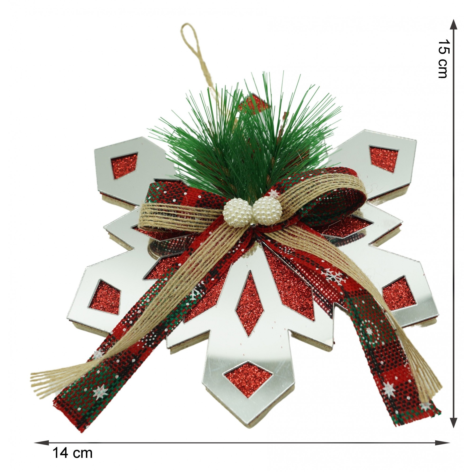 Ornament brad, Flippy, Fulg de nea, Argintiu, Lucios, 14*15CM, Acril, Interior/ Exterior - Image 6
