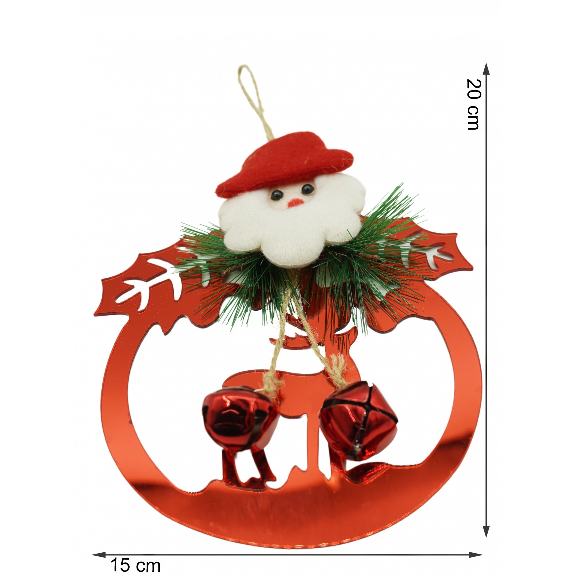 Ornament brad, Flippy, Ren cu clopotei, Rosu, Lucios, 15*20CM, Acril, Interior/ Exterior - Image 6