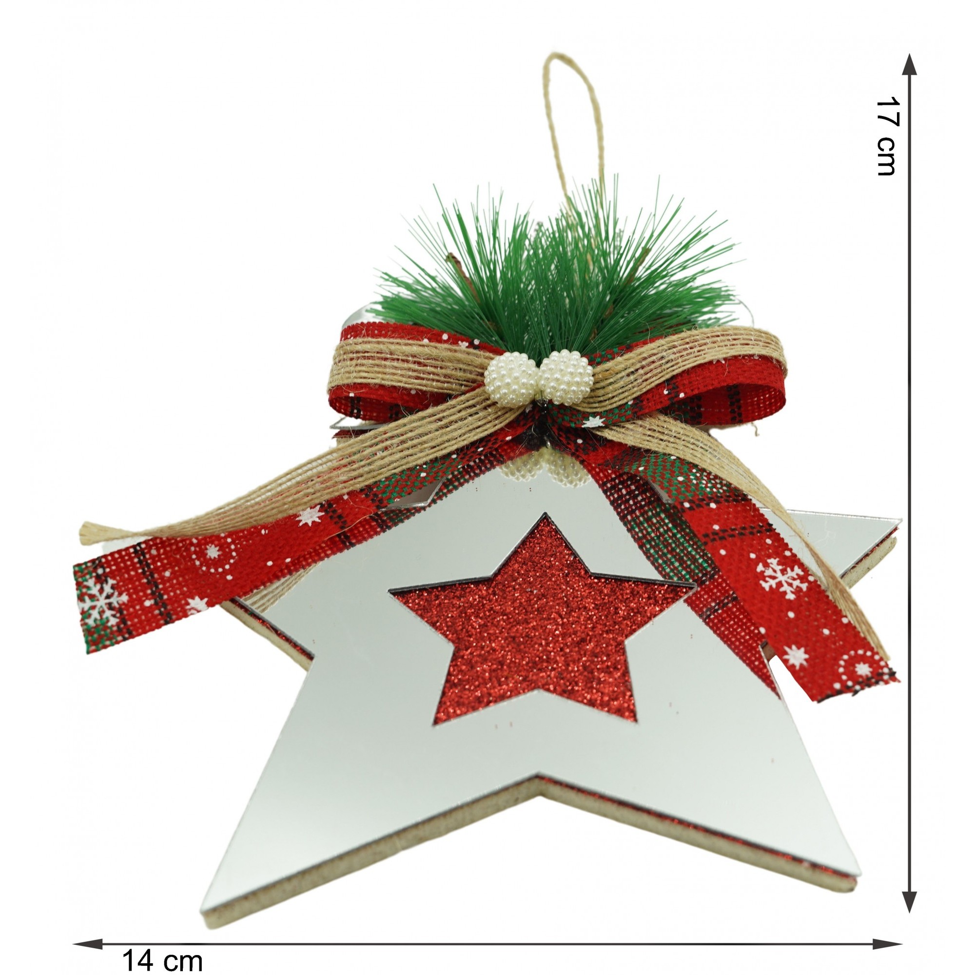 Ornament brad, Flippy, Stea, Argintiu, Lucios, 14*17CM, Acril, Interior/ Exterior - Image 6