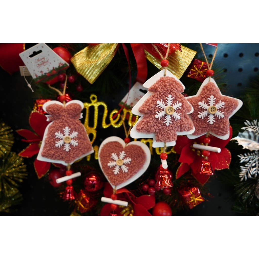 Ornament de brad broderie cu stea, Flippy, roz, lemn, 18 cm - Image 4