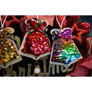 Ornament de brad clopotel cu paiete model 2, Flippy, multicolor, lemn, 36 cm - Image 10