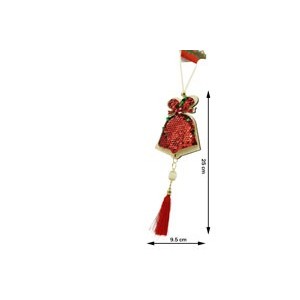 Ornament de brad clopotel cu paiete model 2, Flippy, rosu, lemn, 36 cm - Image 9