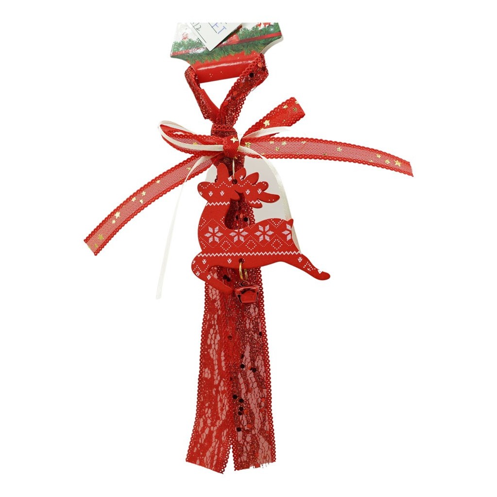 Ornament de brad craciun cerb, Flippy, rosu, lemn, 25 cm - Image 3