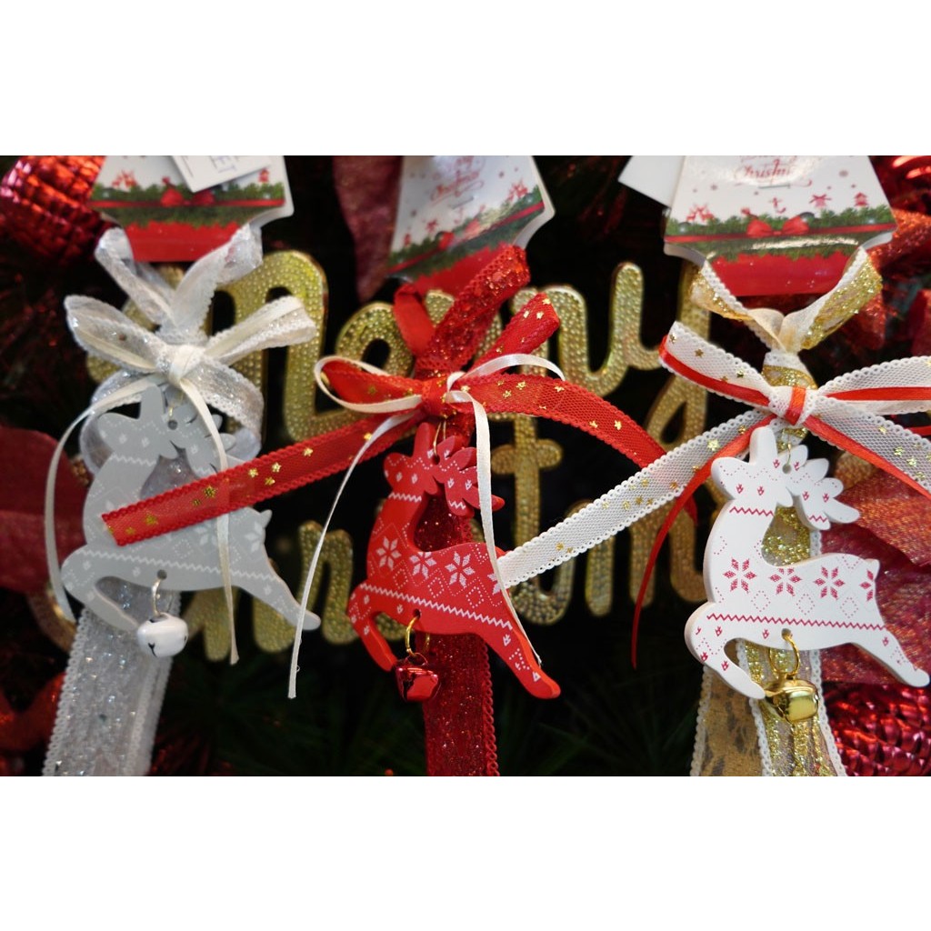 Ornament de brad craciun cerb, Flippy, rosu, lemn, 25 cm - Image 6