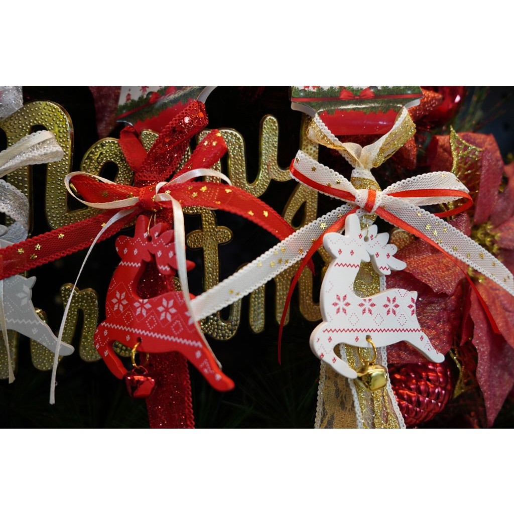 Ornament de brad craciun cerb, Flippy, rosu, lemn, 25 cm - Image 9