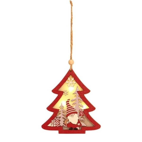Ornament de Brad, Flippy, cu Lumini LED, din Lemn, Figurina Elf, Model Brad, Multicolor