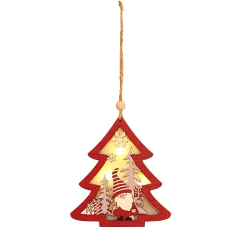 Ornament de Brad, Flippy, cu Lumini LED, din Lemn, Figurina Elf, Model Brad, Multicolor