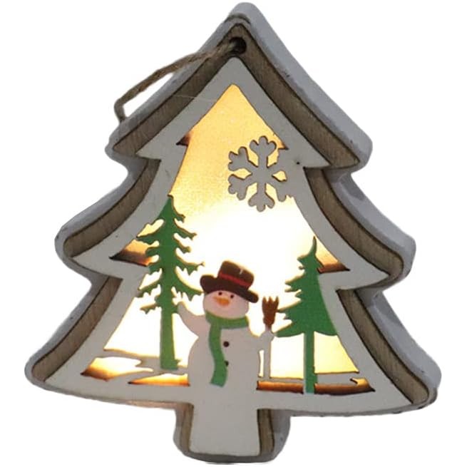 Ornament de Brad, Flippy, cu Lumini LED, din Lemn, Model Brad, Multicolor