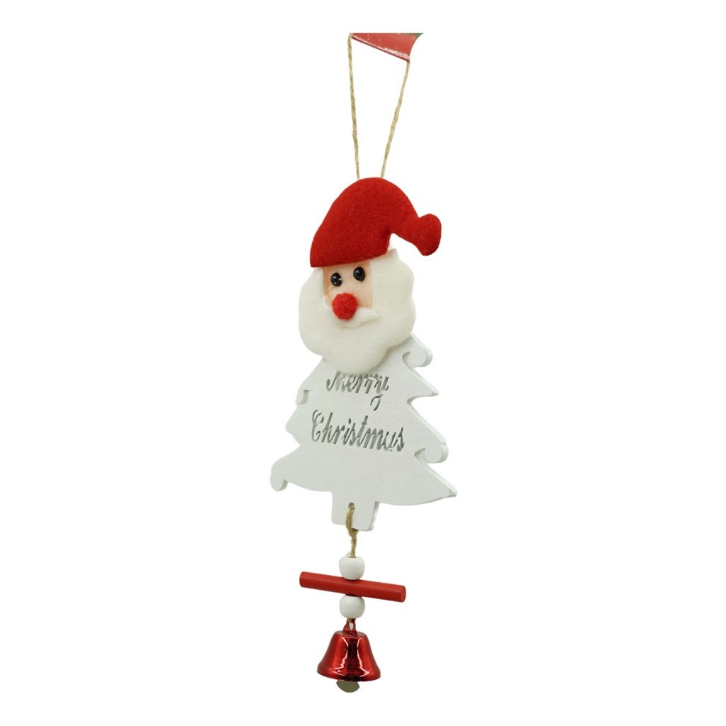 Ornament de brad mos craciun, Flippy, alb, lemn, 20 cm - Image 2