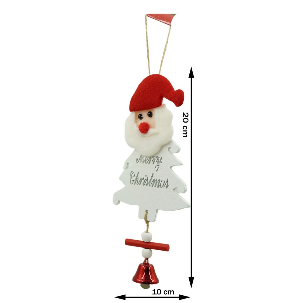 Ornament de brad mos craciun, Flippy, alb, lemn, 20 cm - Image 3