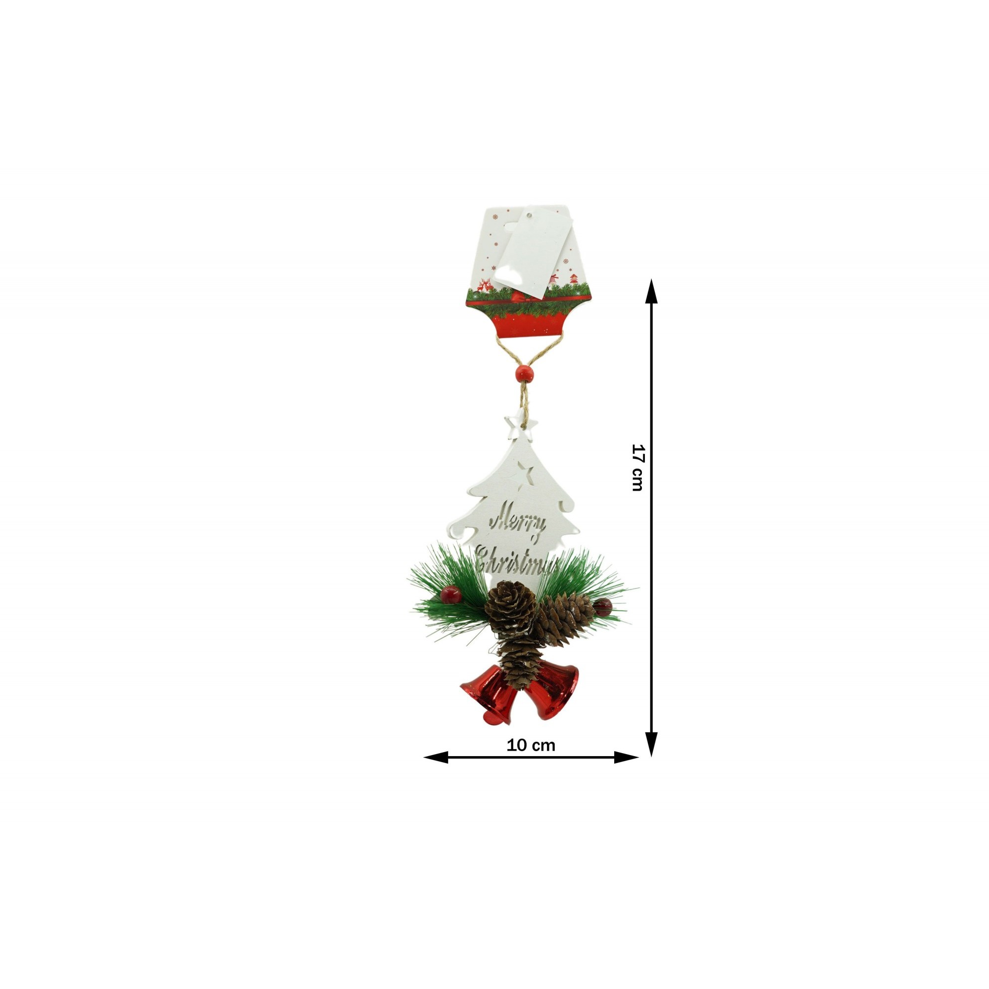 Ornament de brad pom de craciun, Flippy, alb, lemn, 17 cm - Image 2