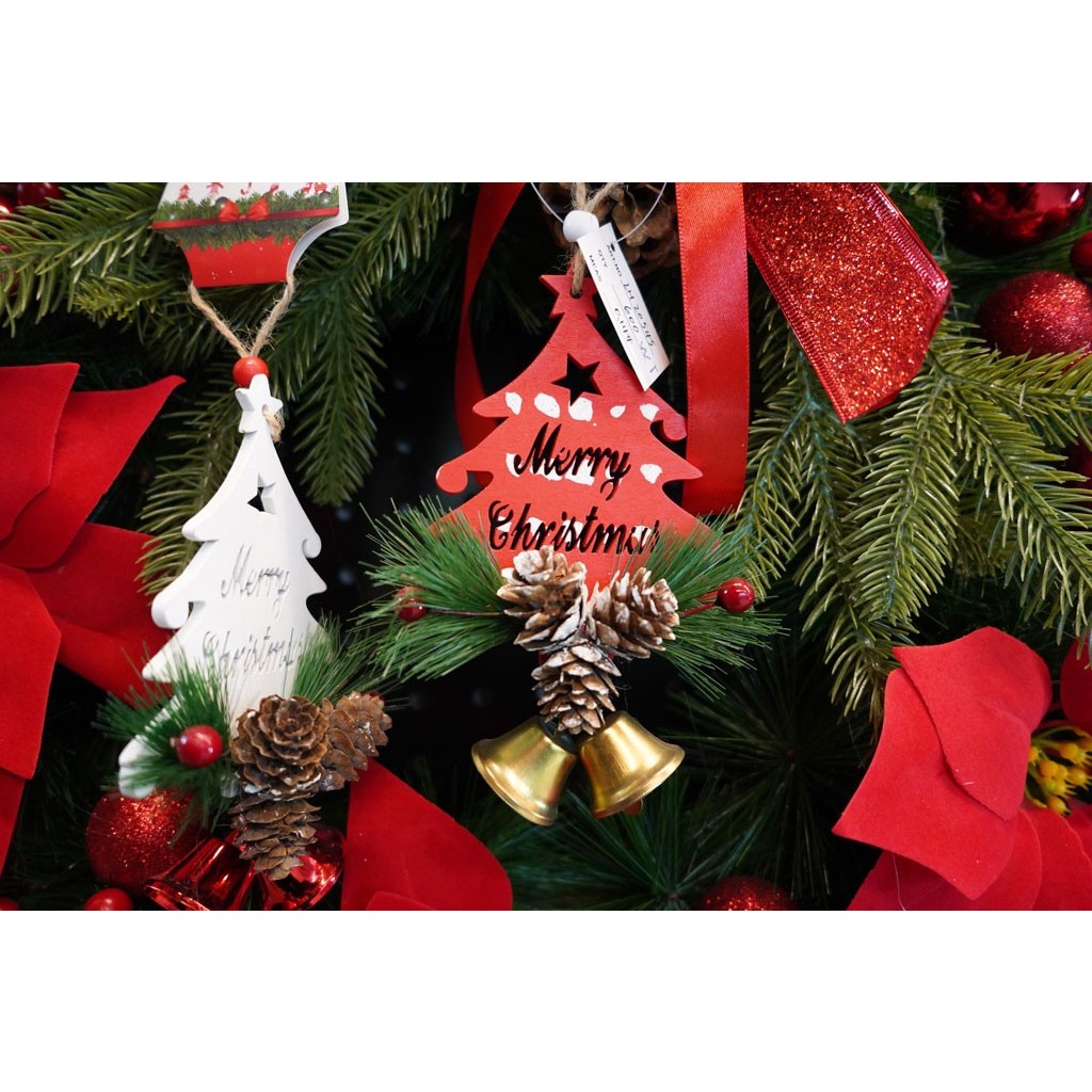 Ornament de brad pom de craciun, Flippy, alb, lemn, 17 cm - Image 4