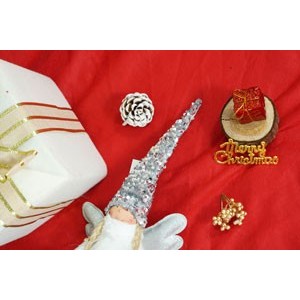 Ornament de Craciun ingeras, Flippy, alb/gri, textil, 53 cm - Image 6